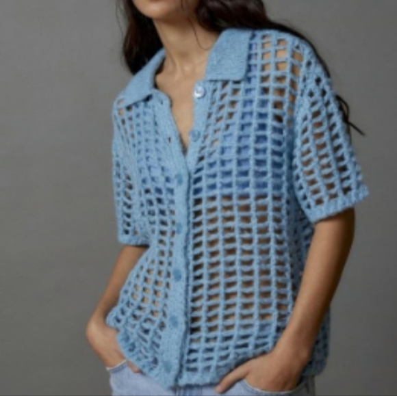 Urban Outfitters UO BDG Osaka Open Knit Polo Sweater size medium brand new - Picture 2 of 2